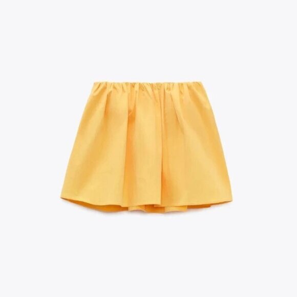 NWOT Zara marigold yellow sleeveless off-the-shoulder exaggerated flare top, S - Picture 7 of 12